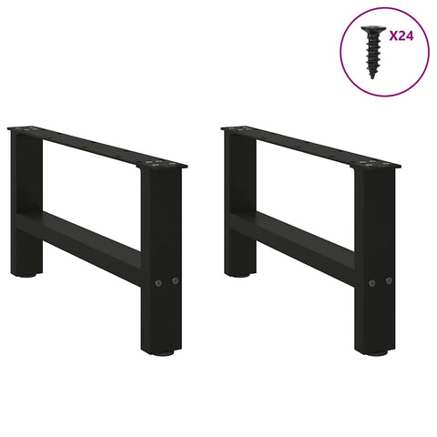 vidaXL Coffee Table Legs Black 2 pcs 60x(30-31) cm Steel