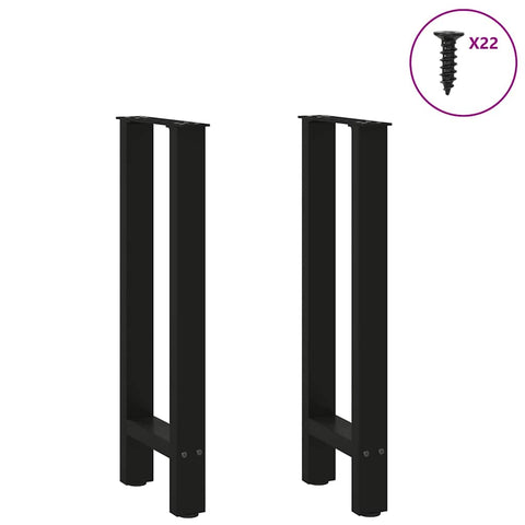 vidaXL Console Table Legs Black 2 pcs 38x(72-73) cm Steel