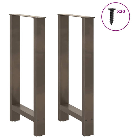 vidaXL Bar Table Legs Natural Steel 2 pcs 40x(90-91) cm Steel