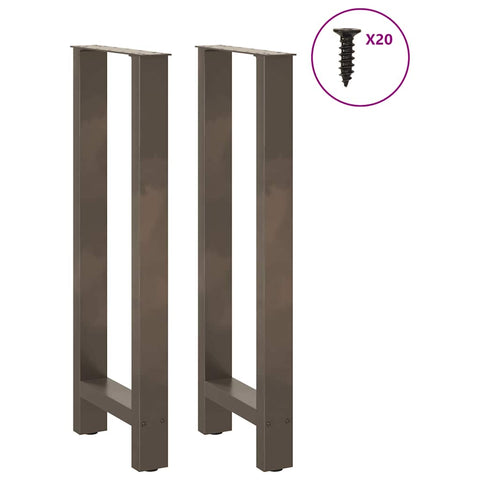 vidaXL Bar Table Legs Natural Steel 2 pcs 40x(100-101) cm Steel