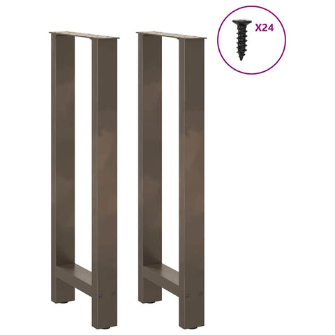 vidaXL Bar Table Legs Natural Steel 2 pcs 50x(100-101) cm Steel