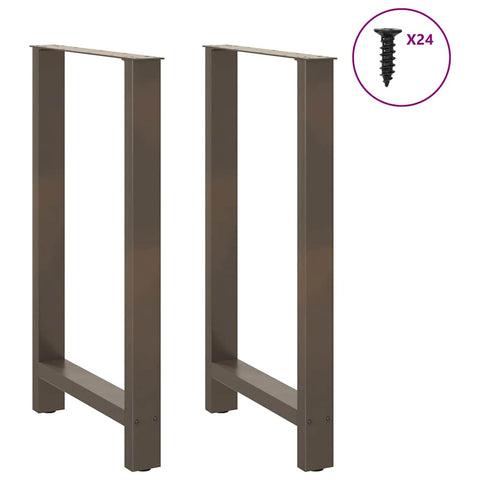 vidaXL Bar Table Legs Natural Steel 2 pcs 60x(100-101) cm Steel