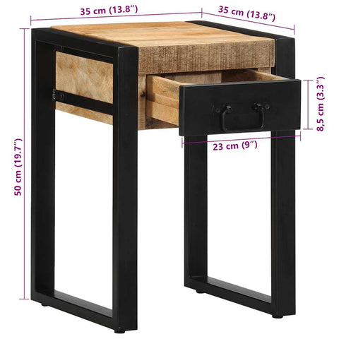 vidaXL Side Table 35x35x50 cm Solid Rough Wood Mango