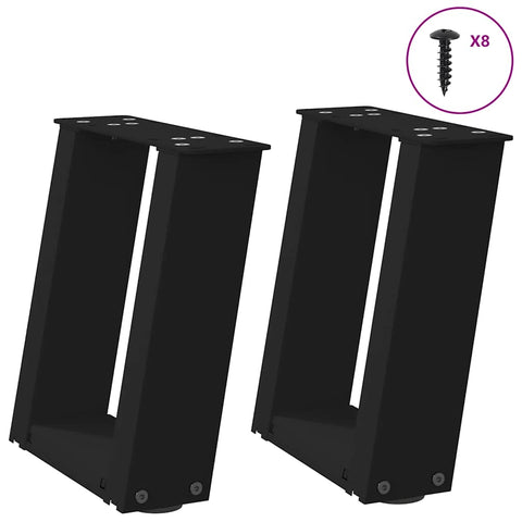 vidaXL Coffee Table Legs U-Shaped 2 pcs Black 30x(30-31) cm Steel