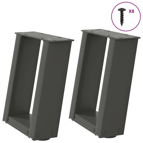 vidaXL Coffee Table Legs U-Shaped 2 pcs Anthracite 30x(30-31) cm Steel