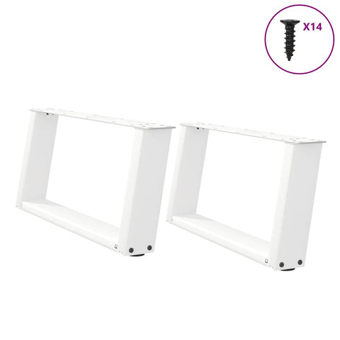 vidaXL Coffee Table Legs U-Shaped 2 pcs White 70x(30-31) cm Steel