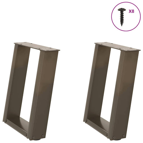 vidaXL Coffee Table Legs U-Shaped 2 pcs Natural Steel 28x(42-43) cm Steel