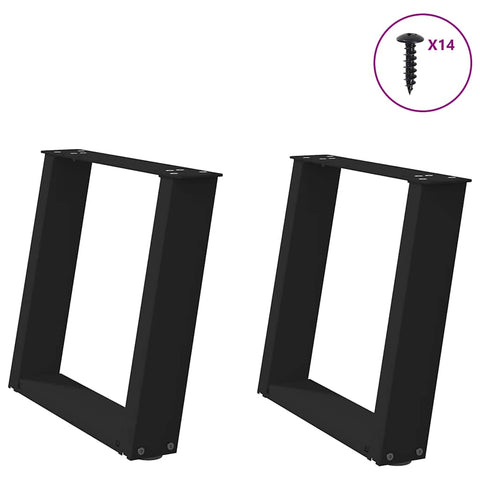 vidaXL Coffee Table Legs U-Shaped 2 pcs Black 50x(42-43) cm Steel
