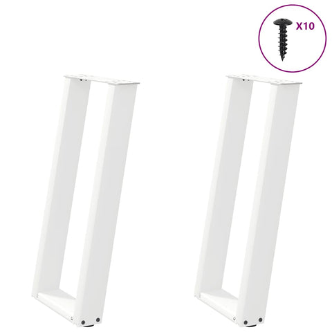 vidaXL Console Table Legs U-Shaped 2 pcs White 28x(72-73) cm Steel