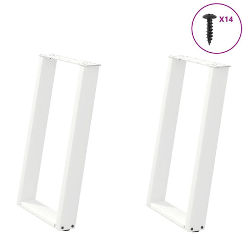 vidaXL Dining Table Legs U-Shaped 2 pcs White 50x(72-73) cm Steel