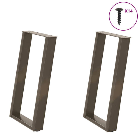 vidXL Dining Table Legs U-Shaped 2 pcs Natural Steel 50x(72-73) cm Steel