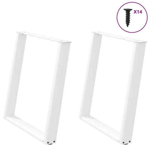vidXL Dining Table Legs U-Shaped 2 pcs White 70x(72-73) cm Steel