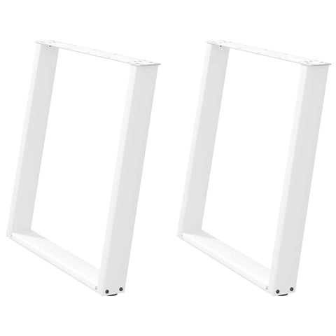 vidXL Dining Table Legs U-Shaped 2 pcs White 70x(72-73) cm Steel