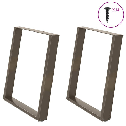 vidXL Dining Table Legs U-Shaped 2 pcs Natural Steel 80x(72-73) cm Steel