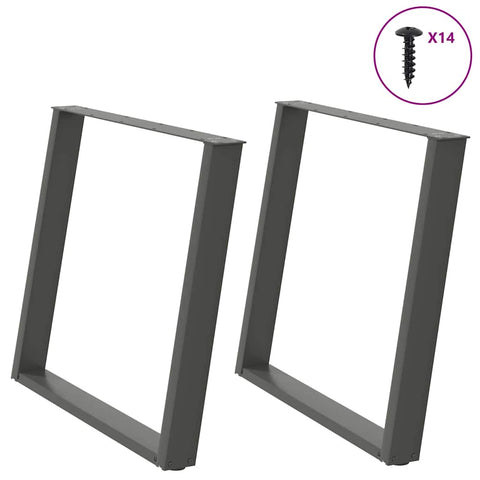 vidaXL Dining Table Legs U-Shaped 2 pcs Anthracite 90x(72-73) cm Steel