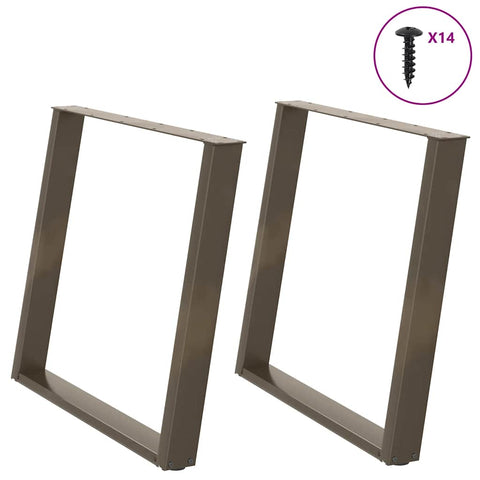 vidaXL Dining Table Legs U-Shaped 2 pcs Natural Steel 90x(72-73) cm Steel