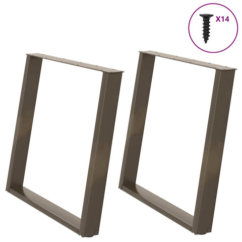 vidXL Dining Table Legs U-Shaped 2 pcs Natural Steel 100x(72-73) cm Steel