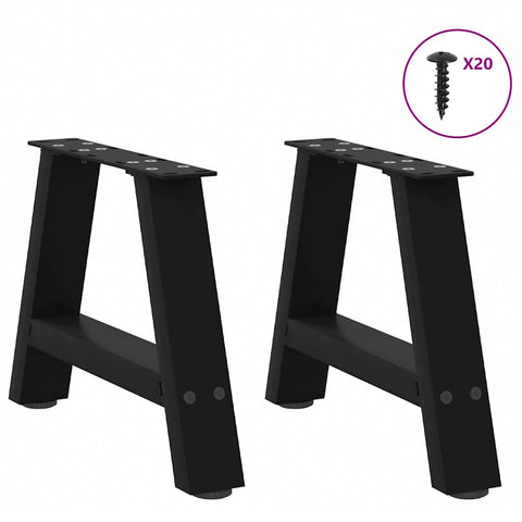 vidaXL Coffee Table Legs A-Shaped 2 pcs Black 40x(30-31) cm Steel
