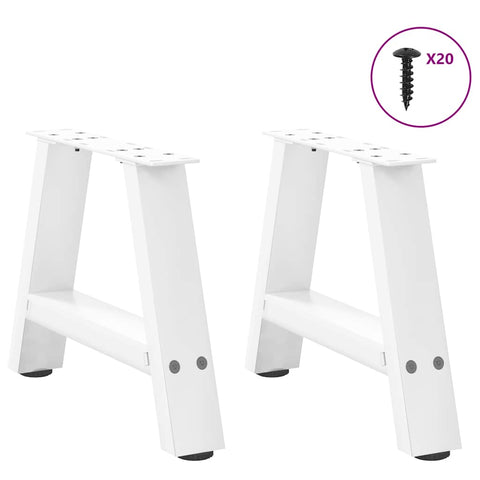 vidaXL Coffee Table Legs A-Shaped 2 pcs White 40x(30-31) cm Steel