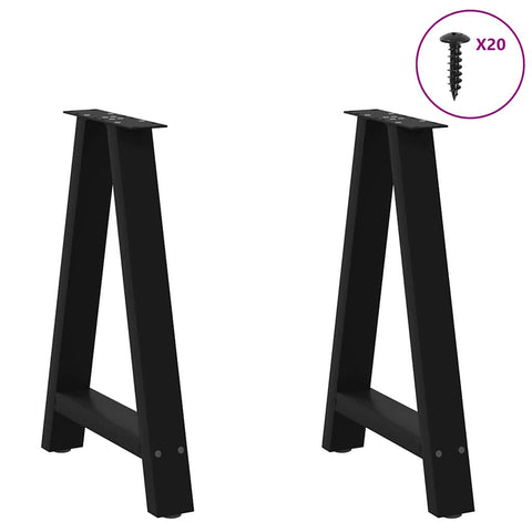 vidaXL Dining Table Legs A-Shaped 2 pcs Black 50x(72-73) cm Steel