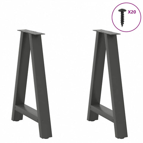 vidaXL Dining Table Legs A-Shaped 2 pcs Anthracite 60x(72-73) cm Steel