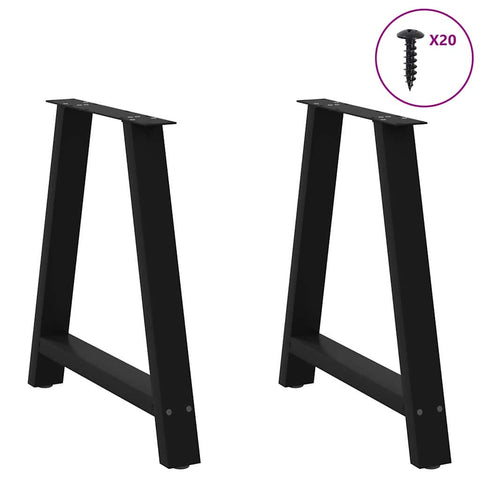 vidaXL Dining Table Legs A-Shaped 2 pcs Black 70x(72-73) cm Steel