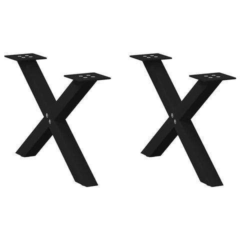 vidaXL Coffee Table Legs X-Shaped 2 pcs Black 60x(30-31) cm Steel