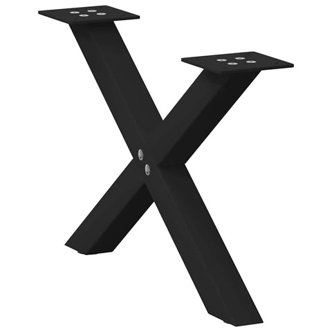 vidaXL Coffee Table Legs X-Shaped 2 pcs Black 60x(30-31) cm Steel