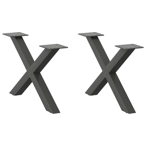 vidaXL Coffee Table Legs X-Shaped 2 pcs Anthracite 60x(30-31) cm Steel
