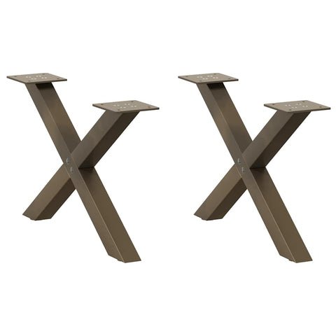 vidaXL Coffee Table Legs X-Shaped 2 pcs Natural Steel 60x(30-31) cm Steel