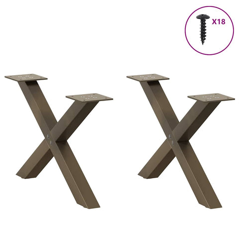vidaXL Coffee Table Legs X-Shaped 2 pcs Natural Steel 60x(30-31) cm Steel