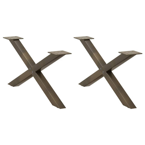 vidaXL Coffee Table Legs X-Shaped 2 pcs Natural Steel 70x(30-31) cm Steel