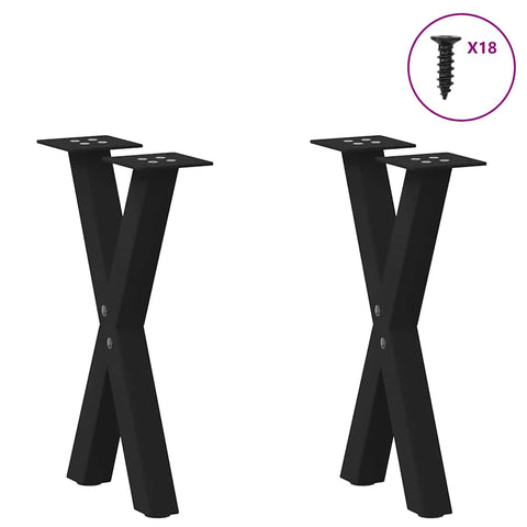 vidaXL Coffee Table Legs X-Shaped 2 pcs Black 28x(42-43) cm Steel