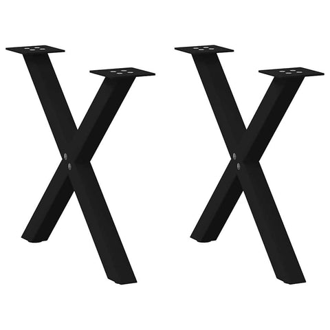 vidaXL Coffee Table Legs X-Shaped 2 pcs Black 50x(42-43) cm Steel
