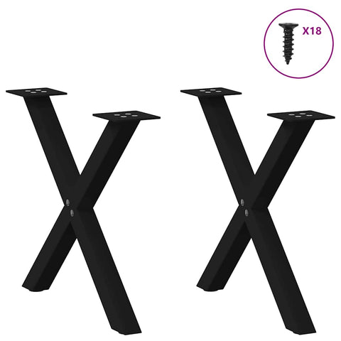 vidaXL Coffee Table Legs X-Shaped 2 pcs Black 50x(42-43) cm Steel