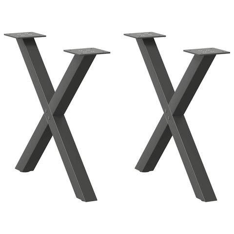 vidaXL Coffee Table Legs X-Shaped 2 pcs Anthracite 60x(42-43) cm Steel