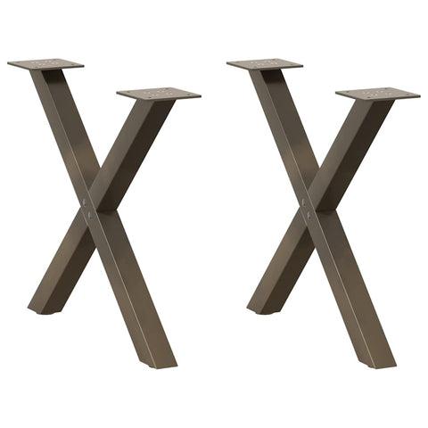 vidaXL Coffee Table Legs X-Shaped 2 pcs Natural Steel 60x(42-43) cm Steel