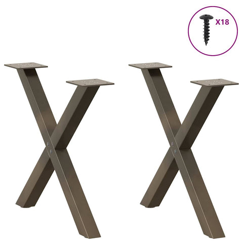 vidaXL Coffee Table Legs X-Shaped 2 pcs Natural Steel 60x(42-43) cm Steel