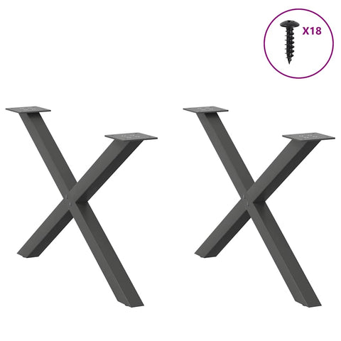 vidaXL Coffee Table Legs X-Shaped 2 pcs Anthracite 70x(42-43) cm Steel