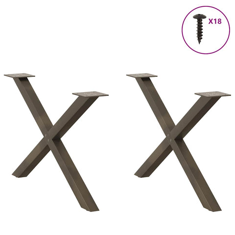 vidaXL Coffee Table Legs X-Shaped 2 pcs Natural Steel 70x(42-43) cm Steel