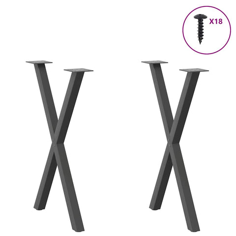 vidaXL Dining Table Legs X-Shaped 2 pcs Anthracite 50x(72-73) cm Steel