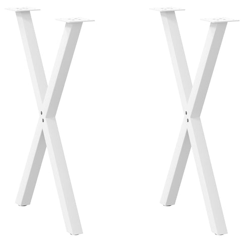 vidaXL Dining Table Legs X-Shaped 2 pcs White 57x(72-73) cm Steel