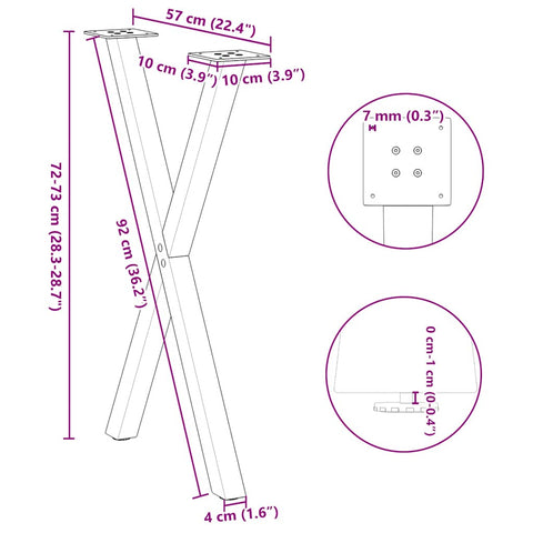vidaXL Dining Table Legs X-Shaped 2 pcs Anthracite 57x(72-73) cm Steel