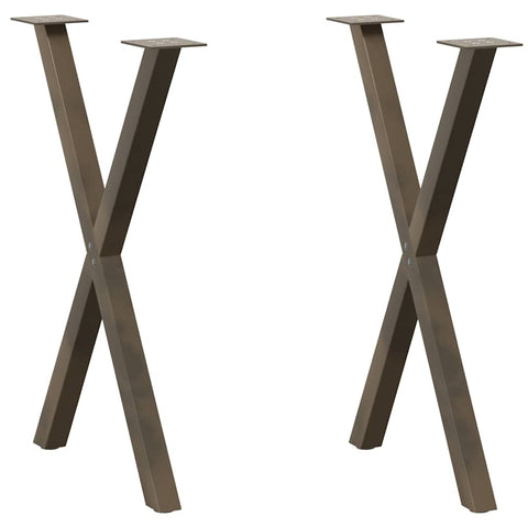 vidaXL Dining Table Legs X-Shaped 2 pcs Natural Steel 57x(72-73) cm Steel