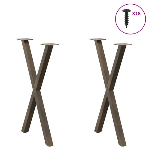 vidaXL Dining Table Legs X-Shaped 2 pcs Natural Steel 57x(72-73) cm Steel