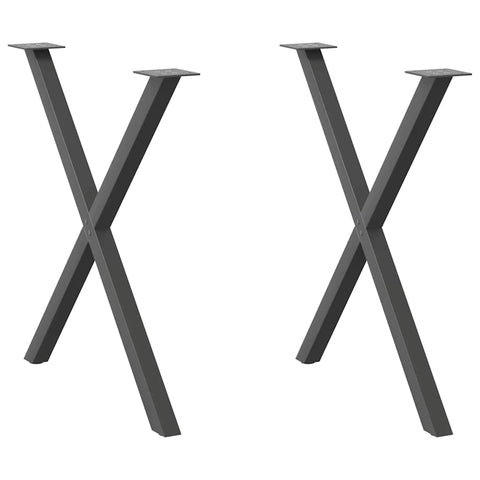 vidaXL Dining Table Legs X-Shaped 2 pcs Anthracite 70x(72-73) cm Steel