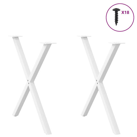 vidaXL Dining Table Legs X-Shaped 2 pcs White 80x(72-73) cm Steel