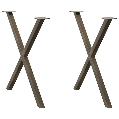 vidaXL Dining Table Legs X-Shaped 2 pcs Natural Steel 80x(72-73) cm Steel
