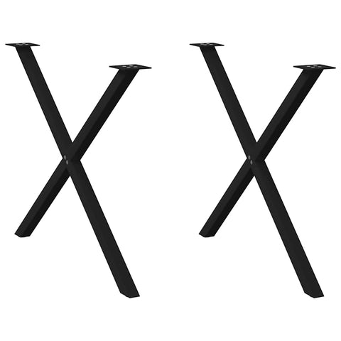 vidaXL Dining Table Legs X-Shaped 2 pcs Black 90x(72-73) cm Steel