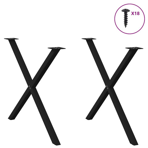 vidaXL Dining Table Legs X-Shaped 2 pcs Black 90x(72-73) cm Steel